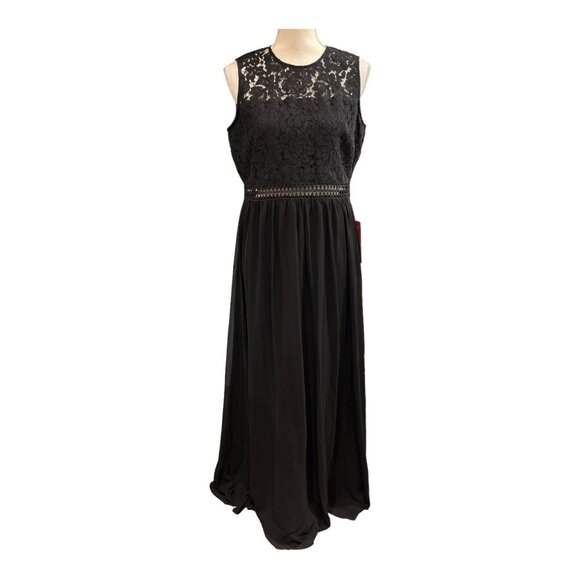 Truth & Fable Dress Womens XL Black Sheer Lace Bodice Chiffon Maxi Crochet Event - Picture 1 of 11